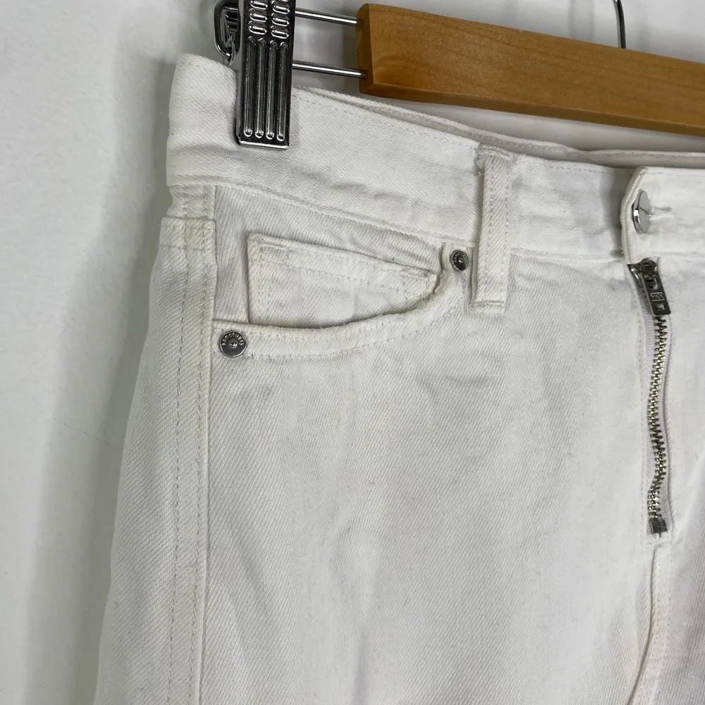 Sanctuary White Denim Frayed Zipper Detail Mini Jean Skirt Women's Size 24 - Image 7
