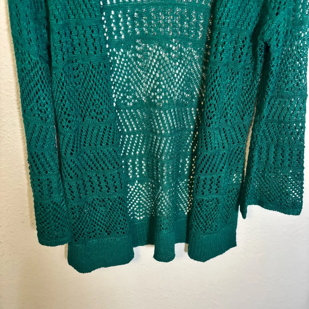 Maurices Women’s Pointelle Open‎ Stitch Cardigan Emerald Green - Image 5