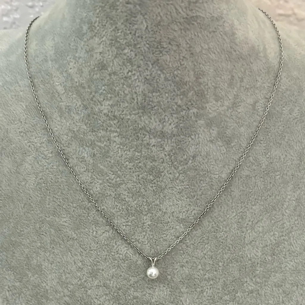 Classic Sterling Silver Pearl Necklace White - Image 2