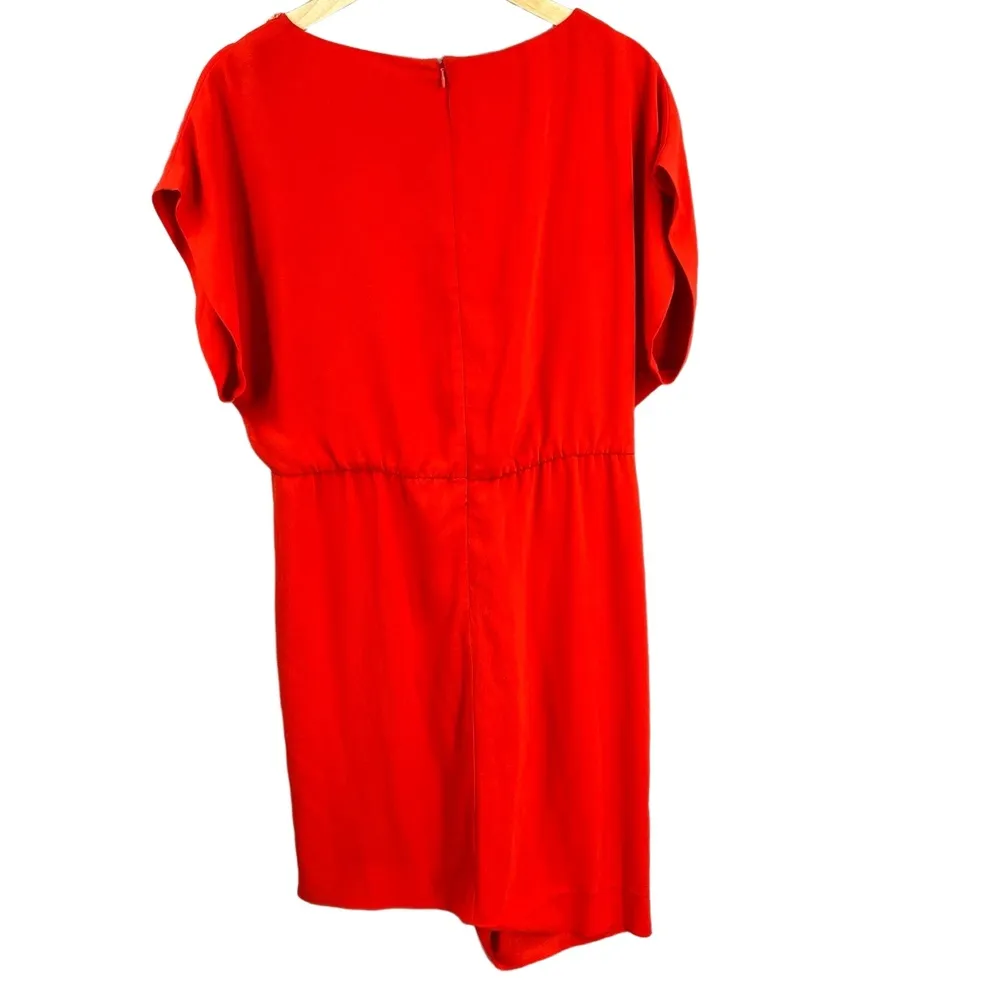 Trina Turk Dress Red Beaded V-Neck Short Sleeve Size 8 - Image 4