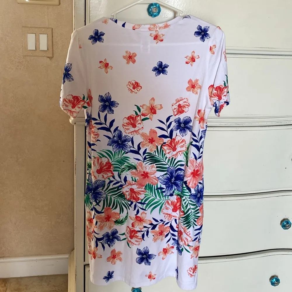 Tommy Bahama White Dress Cotton Spandex Hibiscus print S NWOT - Image 3