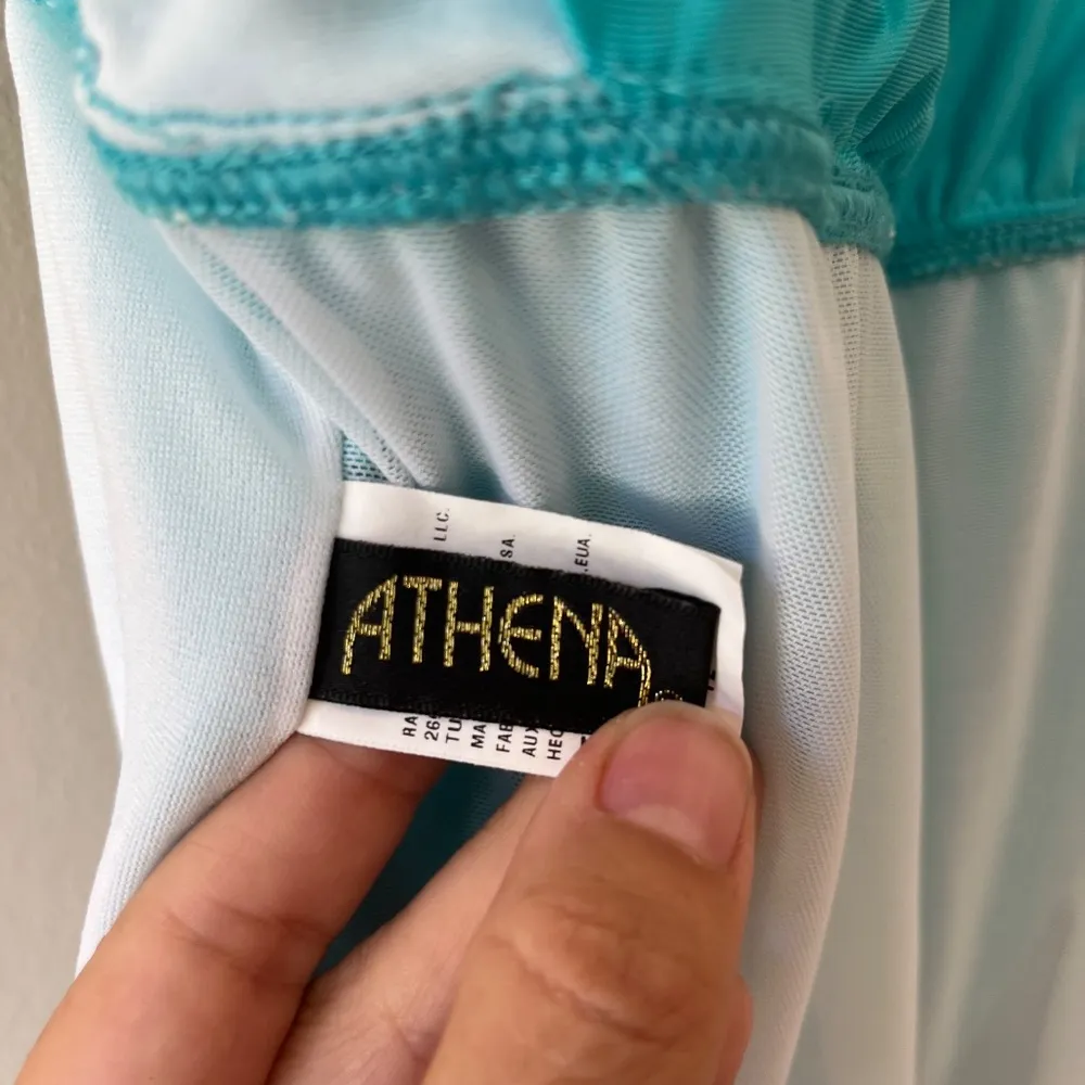 Athena Sz 12 One Piece Turquoise Tummy Control Swimsuit Shoulder Strap Luxury - Image 5