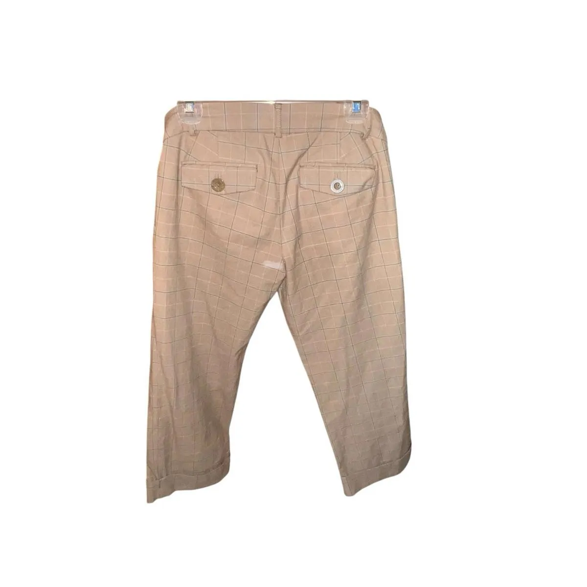 VTG 1990s Abercrombie & Fitch Tan Plaid Capri Cuffed Pants - Image 6