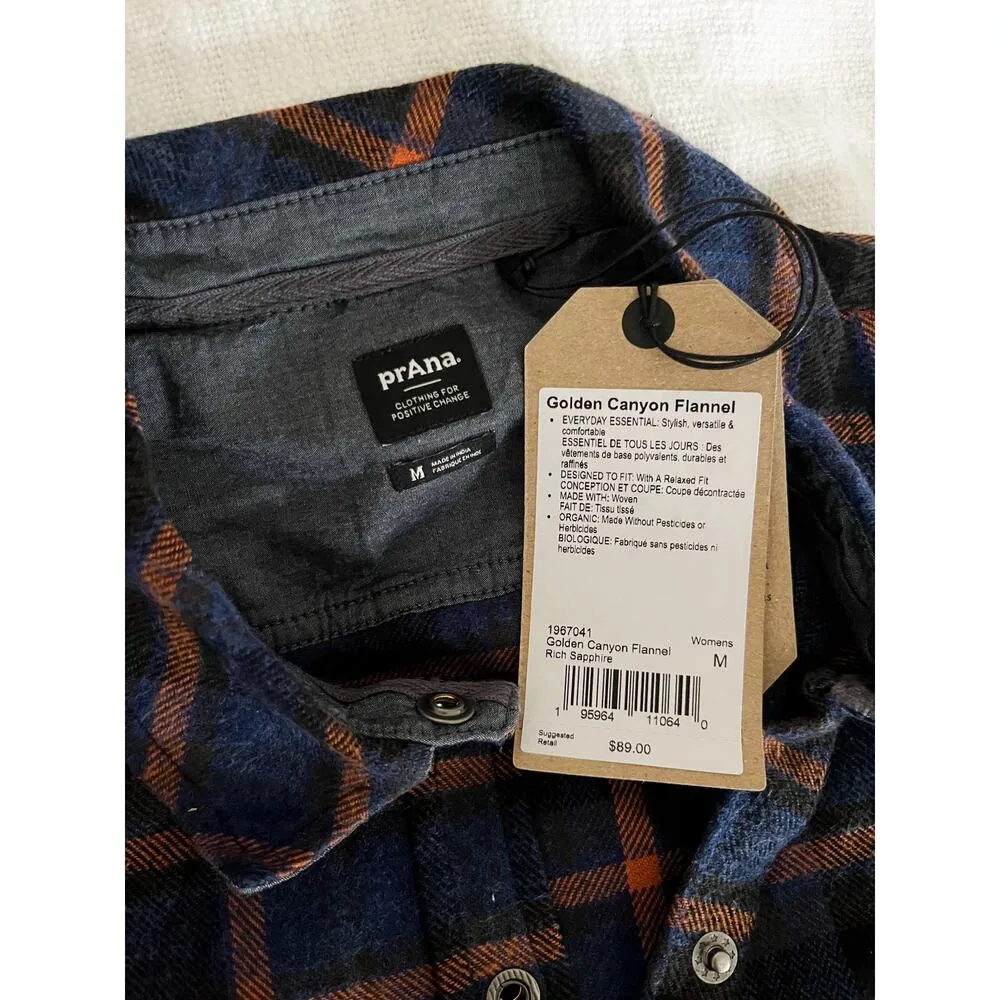 prAna | Golden Canyon Flannel Cozy Gorpcore Fall | Rich Sapphire | Sz M | NWT - Image 12