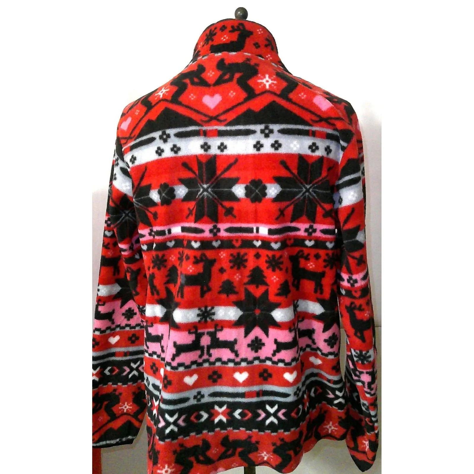 New NWT $85 Vera Bradley Fleece Jacket Nordic Red Pink Black Gray Heart Deer S - Image 7