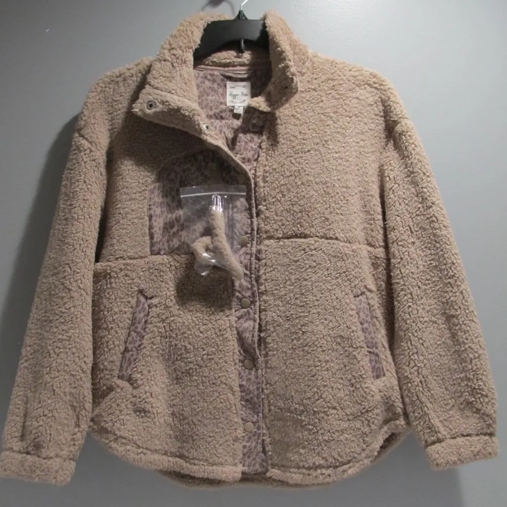 Hippie Rose Juniors' Snowflake Sherpa Snap-Front Jacket S & Sherpa Claw Clip NEW - Image 2