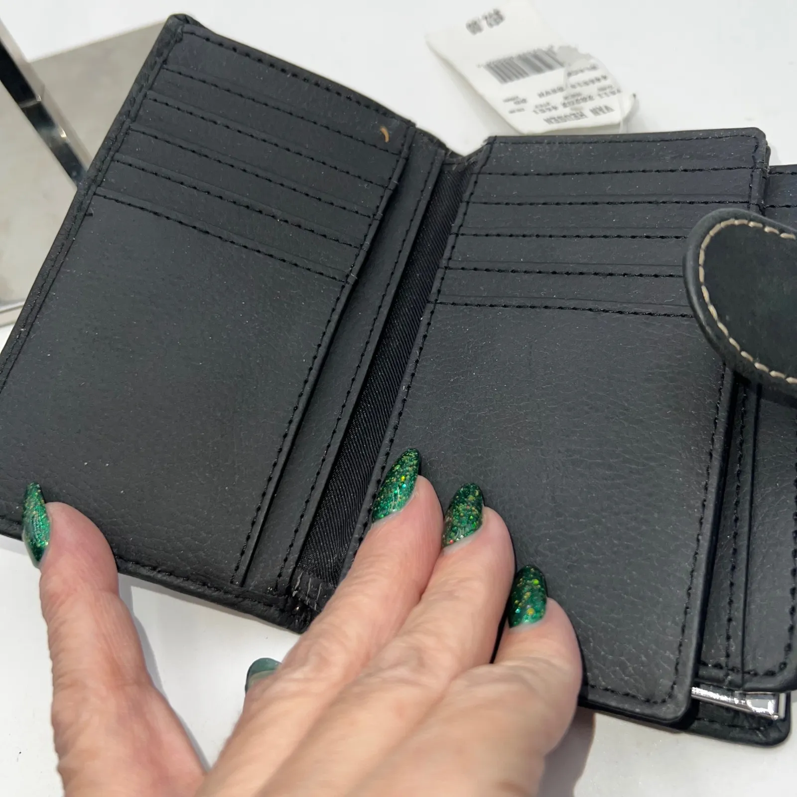 VAN HEUSEN Black Genuine Leather Bifold Wallet Clutch Coin Purse - Image 7