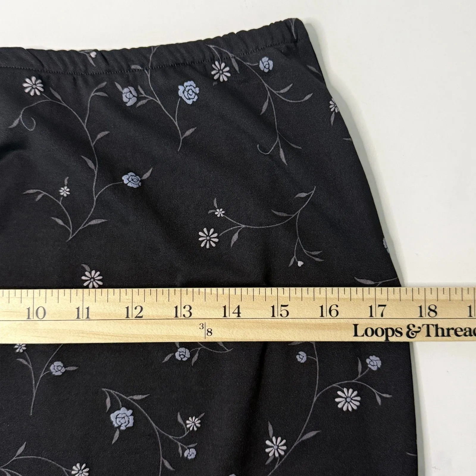 Vintage Y2K Pssst Black Dainty Floral Stretchy Elastic Waist Mini Skirt Sz M Size M - Image 5