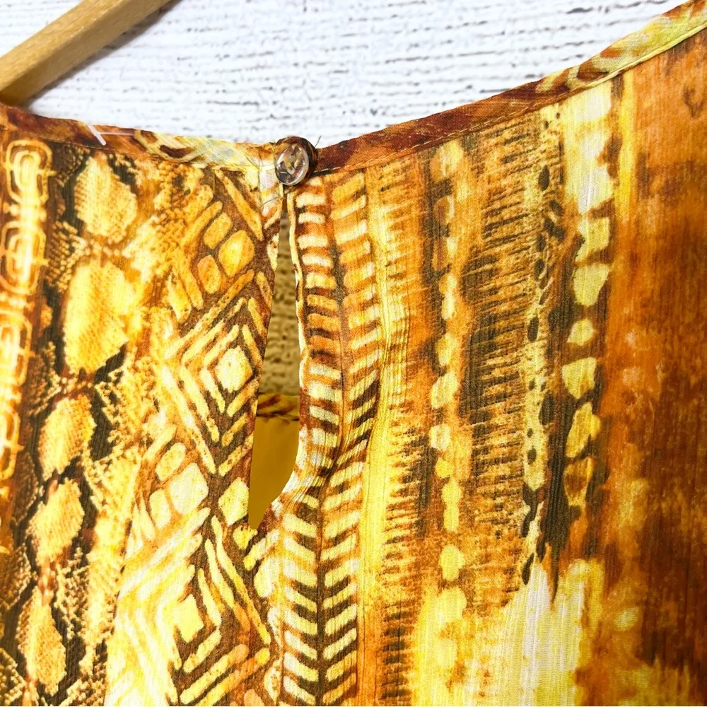 NWT Peter Nygard Yellow Gold Snake Print Sleeveless Maxi Dress Size 14 - Image 9