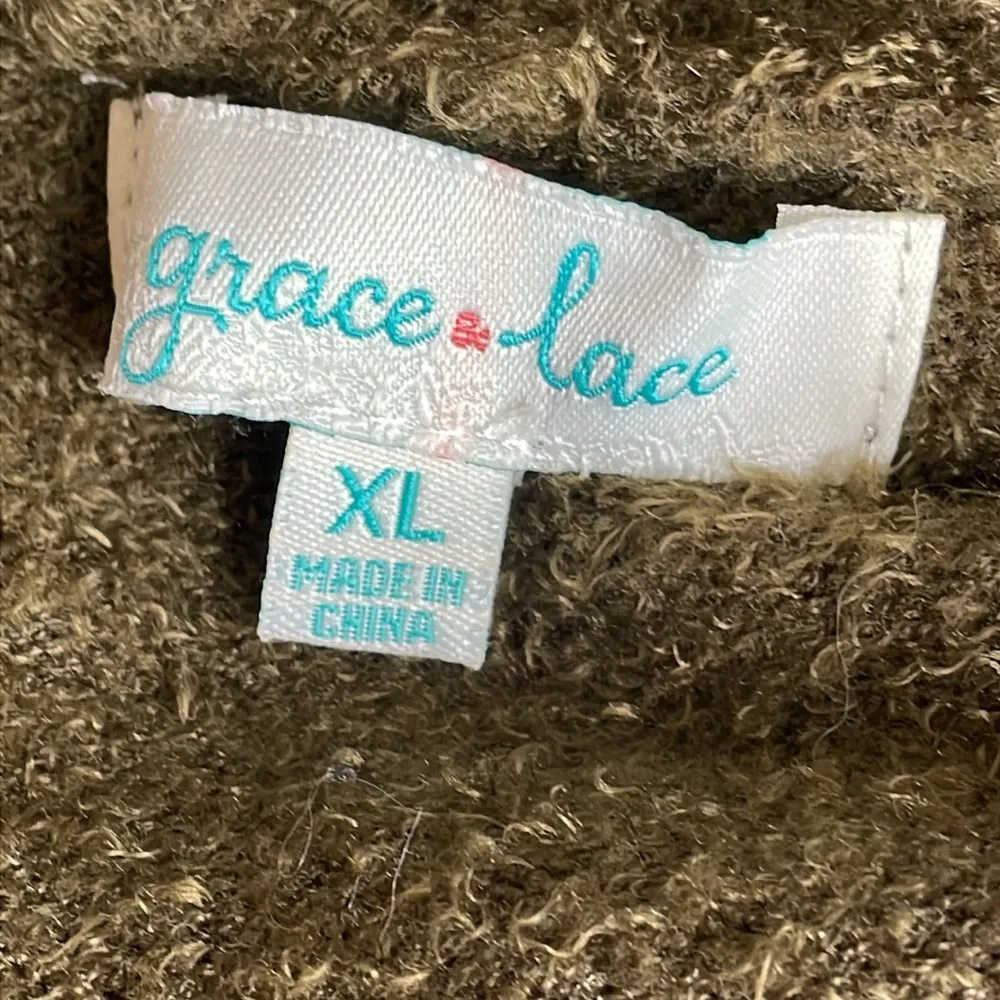 Grace & Lace Cozy Olive Green Hooded Sweater Size XL - Image 5