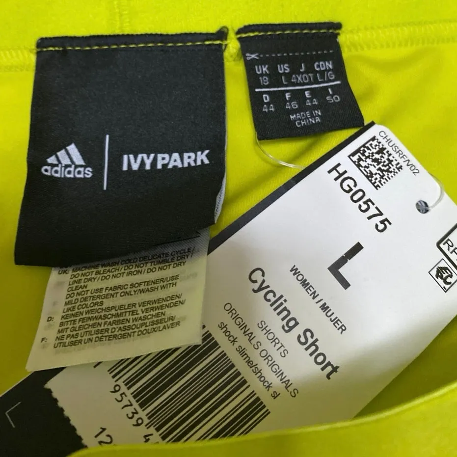 NEW Adidas Ivy Park Peloton Women's Yellow High Waisted Cycling Biker Shorts L - Image 4