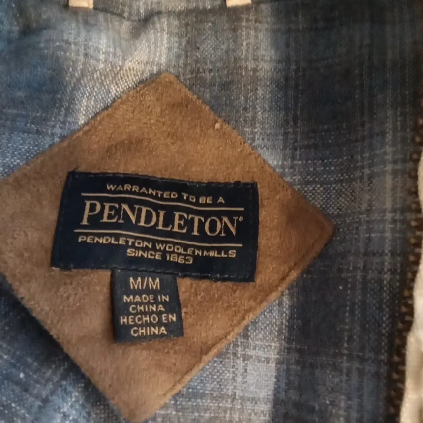 Pendleton Cream Teddy Jacket with Blue Accent Outside Lined Womens M - Image 2
