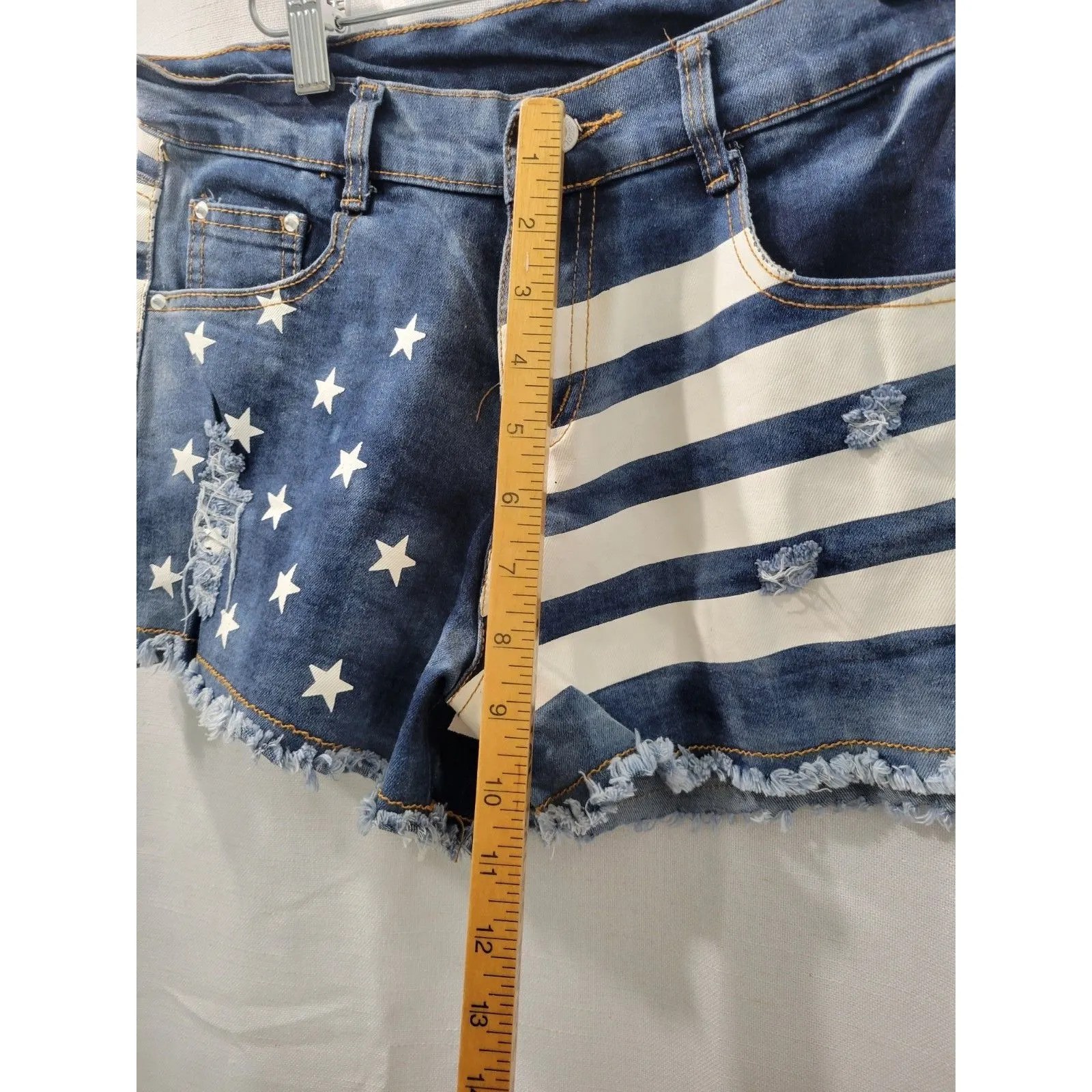 Davi & Dani American Flag SHORTS USA  denim  White  Blue 4th July women Size M - Image 8