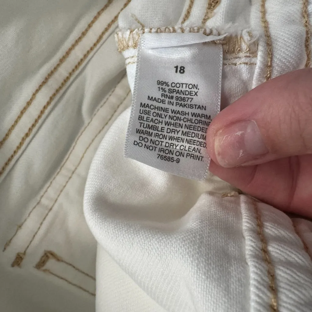 ANA High Rise Midi Short 5" Inseam White Denim Jean Shorts Women's Plus Size 18 - Image 5