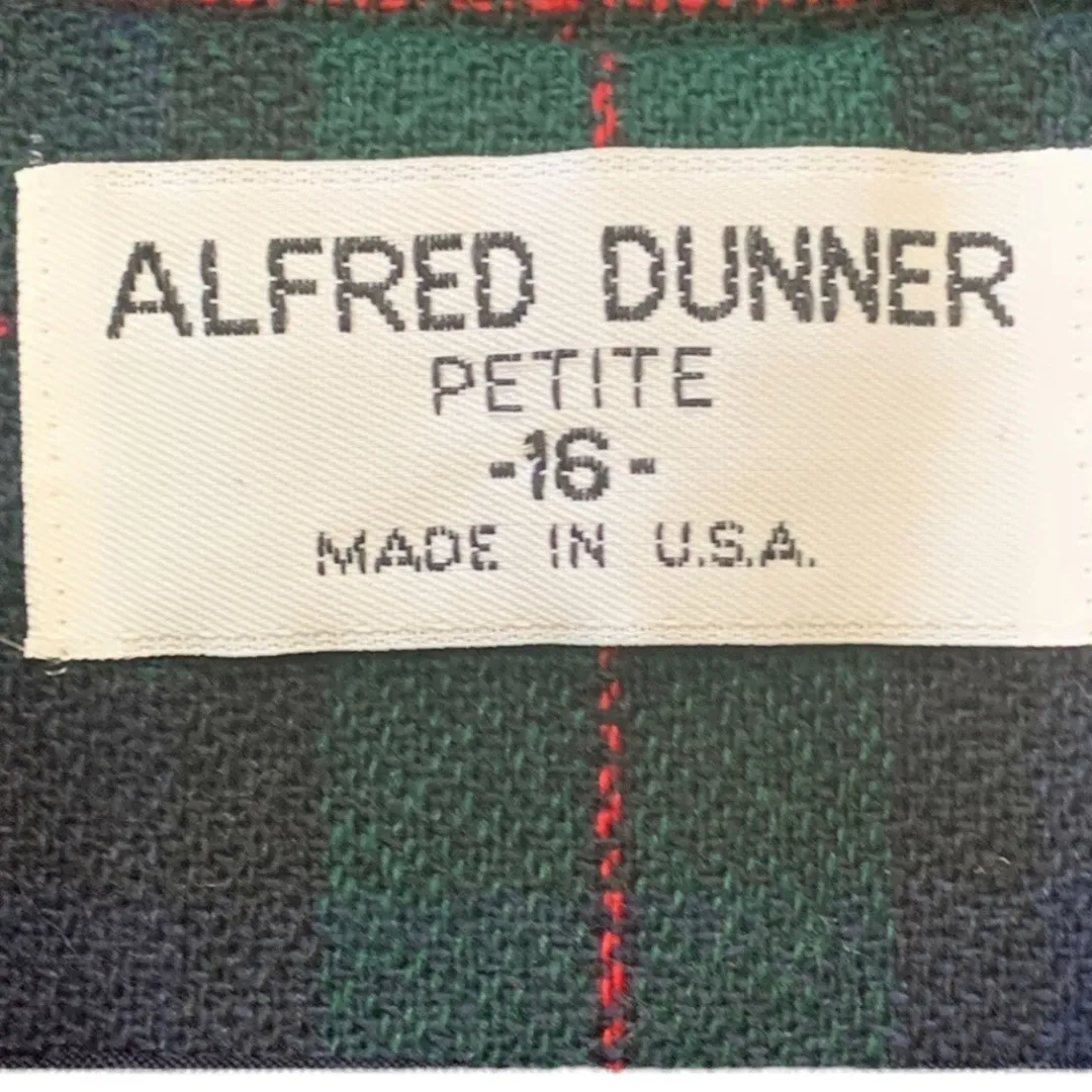 Vintage 90s Green Navy Plaid Wool Blazer Gold Button Petite 16 Preppy Old Money Blue Size 16P - Image 9