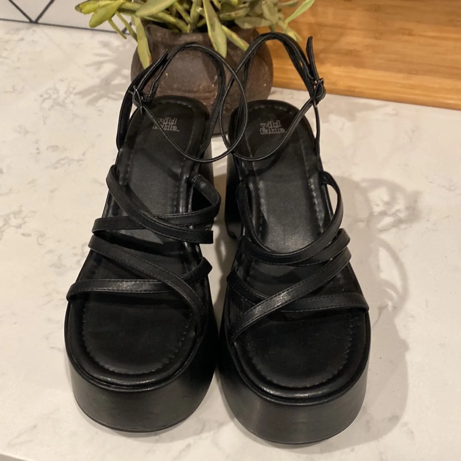 Wild Fable Liza Platform Wedge Heels Black Y2K retro It Girl quirky size 11 - Image 4