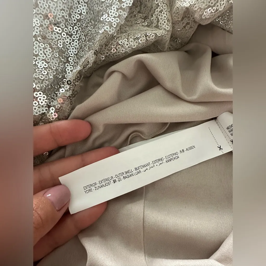 NWT Zara Knotted Sequin Silver Dress Size M - Image 8