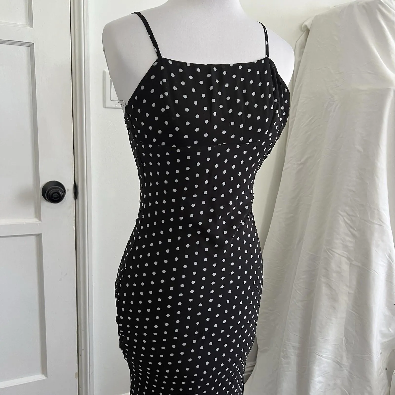 Princess Polly Black White Polka Dot Maxi Dress Spaghetti Strap Slip Y2K Sz US 2 - Image 3