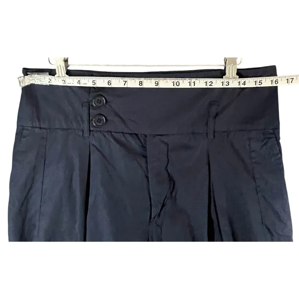 Stile Benetton Pants Women US 10 Blue Cotton High Waist Pleated Trousers Classic - Image 5
