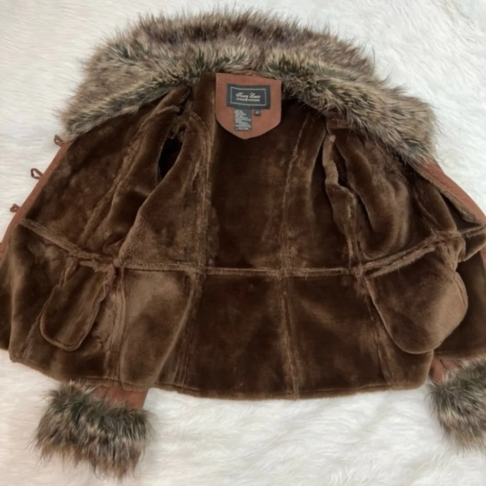 Terry Lewis Jacket Faux Suede Faux Fur Brown M Size M - Image 15