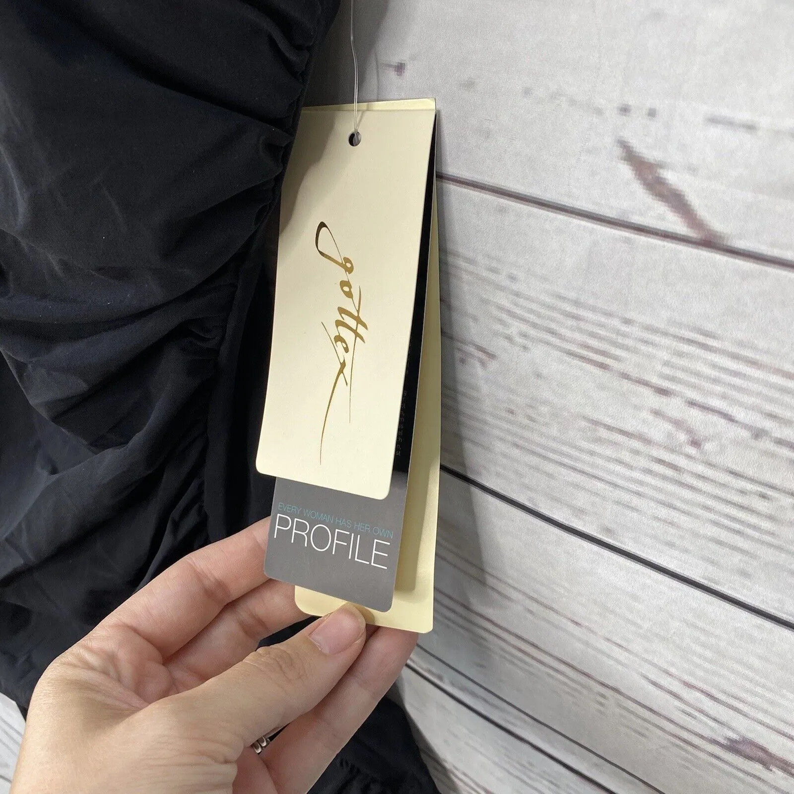 Profile by Gottex Sweetheart 32D Cup Tankini Swim Top Black Tummy Control New - Image 4