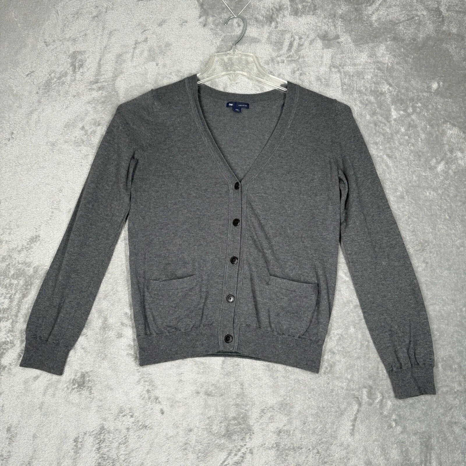 Gap Sweater Women Small Gray Cardigan Casual Office Neutral‎ Minimalist Preppy - Image 2