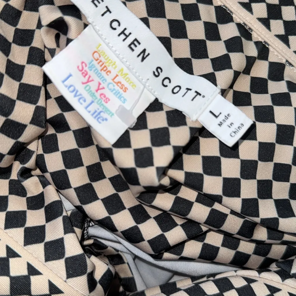 Gretchen Scott Twist & Shout Dress Size Large Black And Cream dip & dot - Image 4