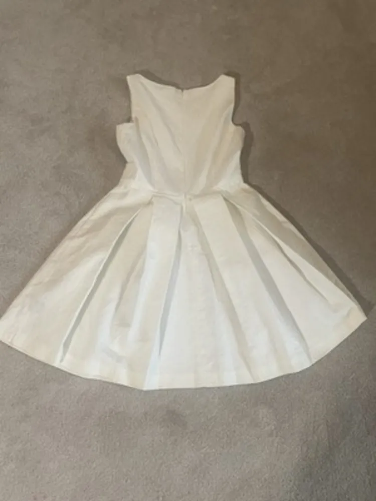 Just Taylor Size 8 Fit &‎ Flare Dress White Boat Neck Sleeveless Classic - Image 6