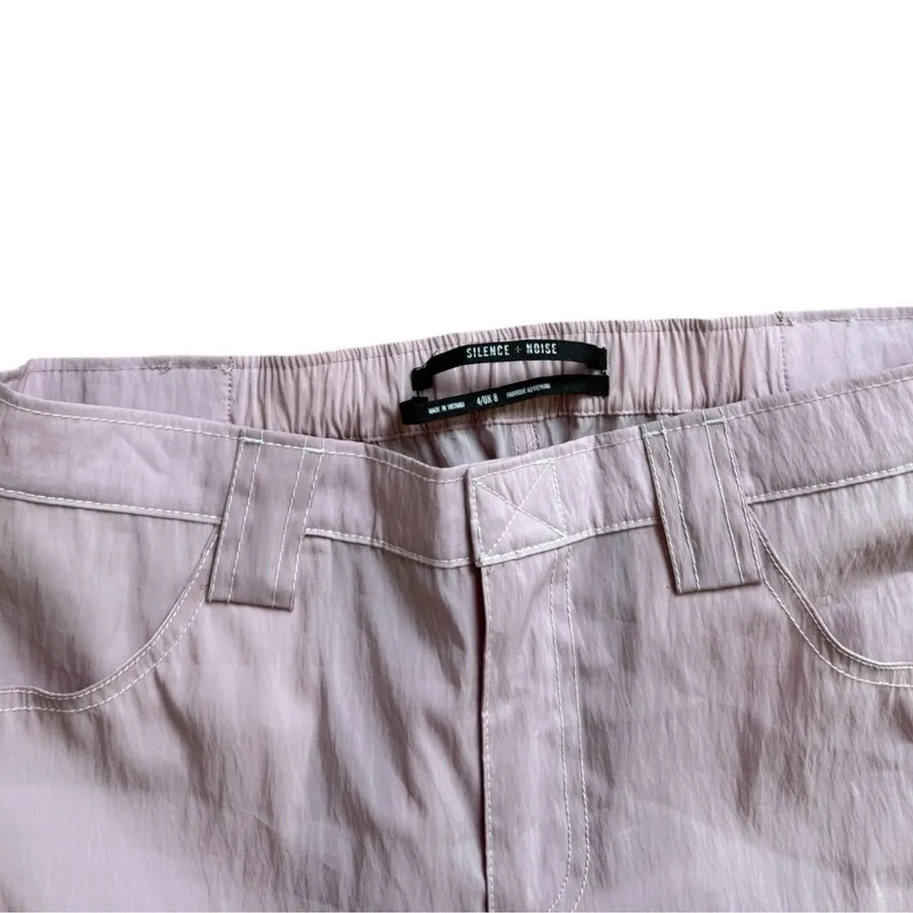 NWT Silence + Noise Bailey Pink Nylon Cargo Pants Low Rise Wide Leg Size 4 - Image 8