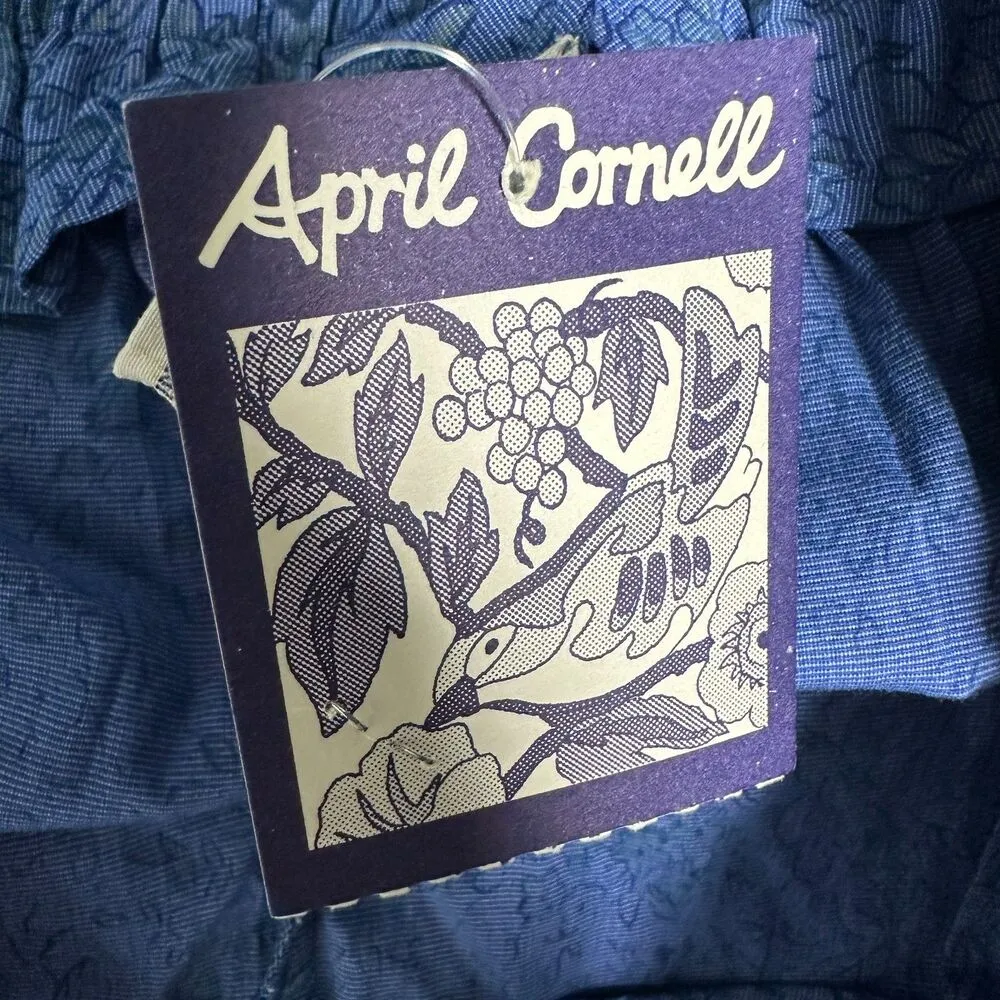 April Cornell Vintage Blue Floral Straight Leg Pants Medium NEW Deadstock - Image 4