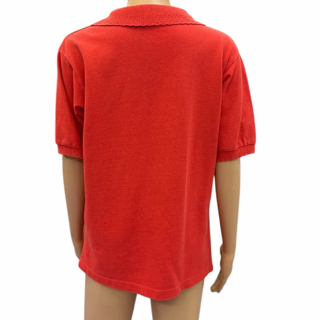 Guess George Marciano Womens Red Polo Shirt Lace Collar Cotton Medium - Image 5