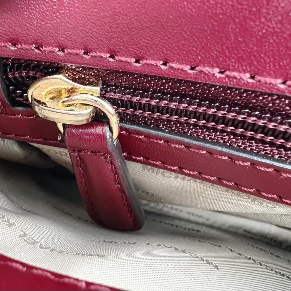 Mott Leather Chain Swag Crossbody Bag in Maroon Includes Dustbag - Image 11