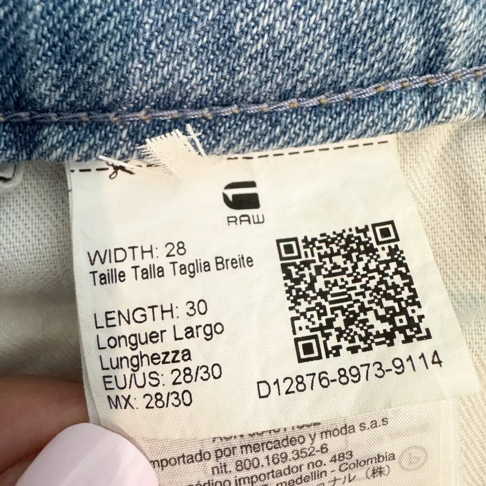 G-Star Raw Distressed High Straight Ankle Light Wash Blue Jeans Rigid Size 28 - Image 8