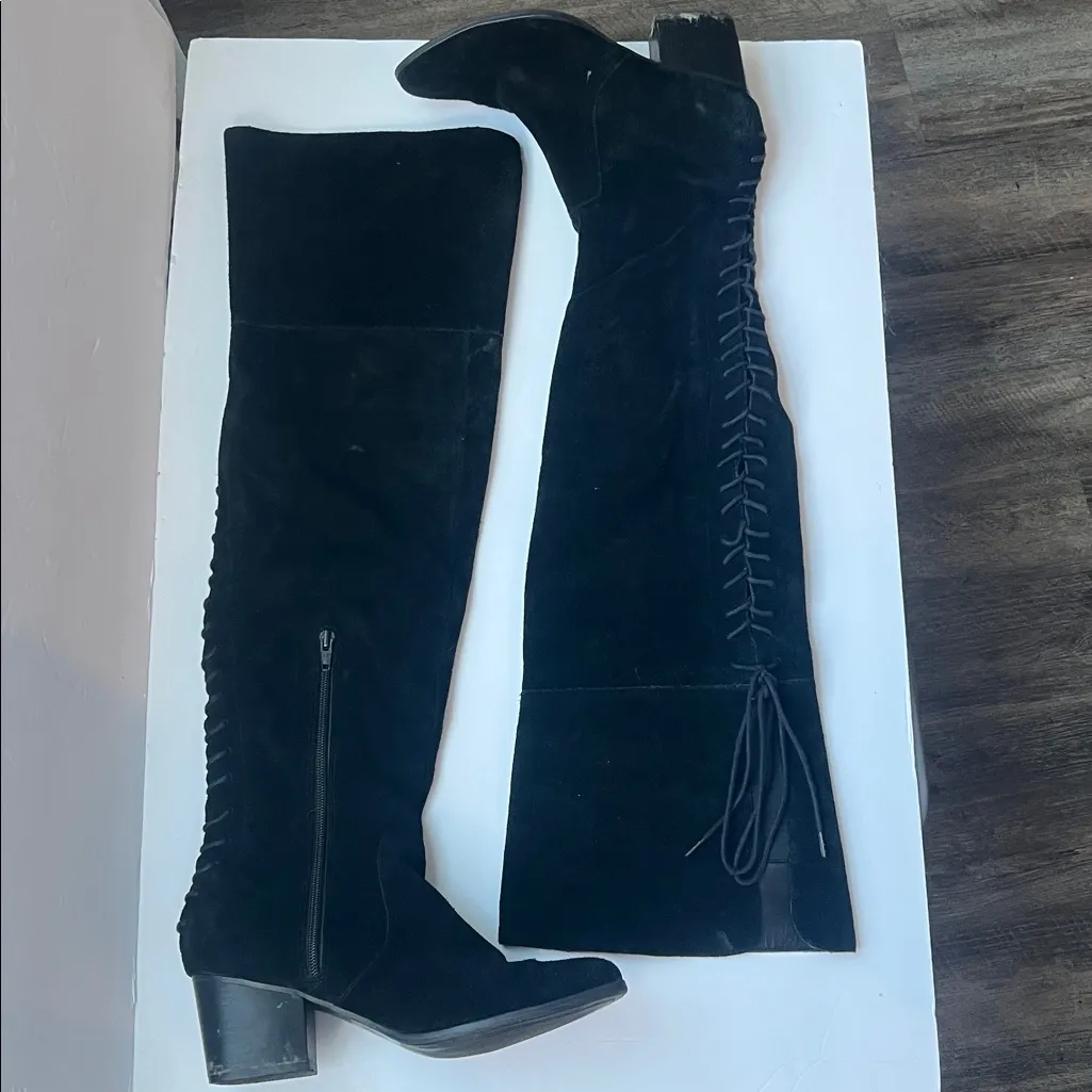 Aldo Womens Boots Black Real Suede Over The Knee Haskova Size 8.5 Pointed Toe - Image 2