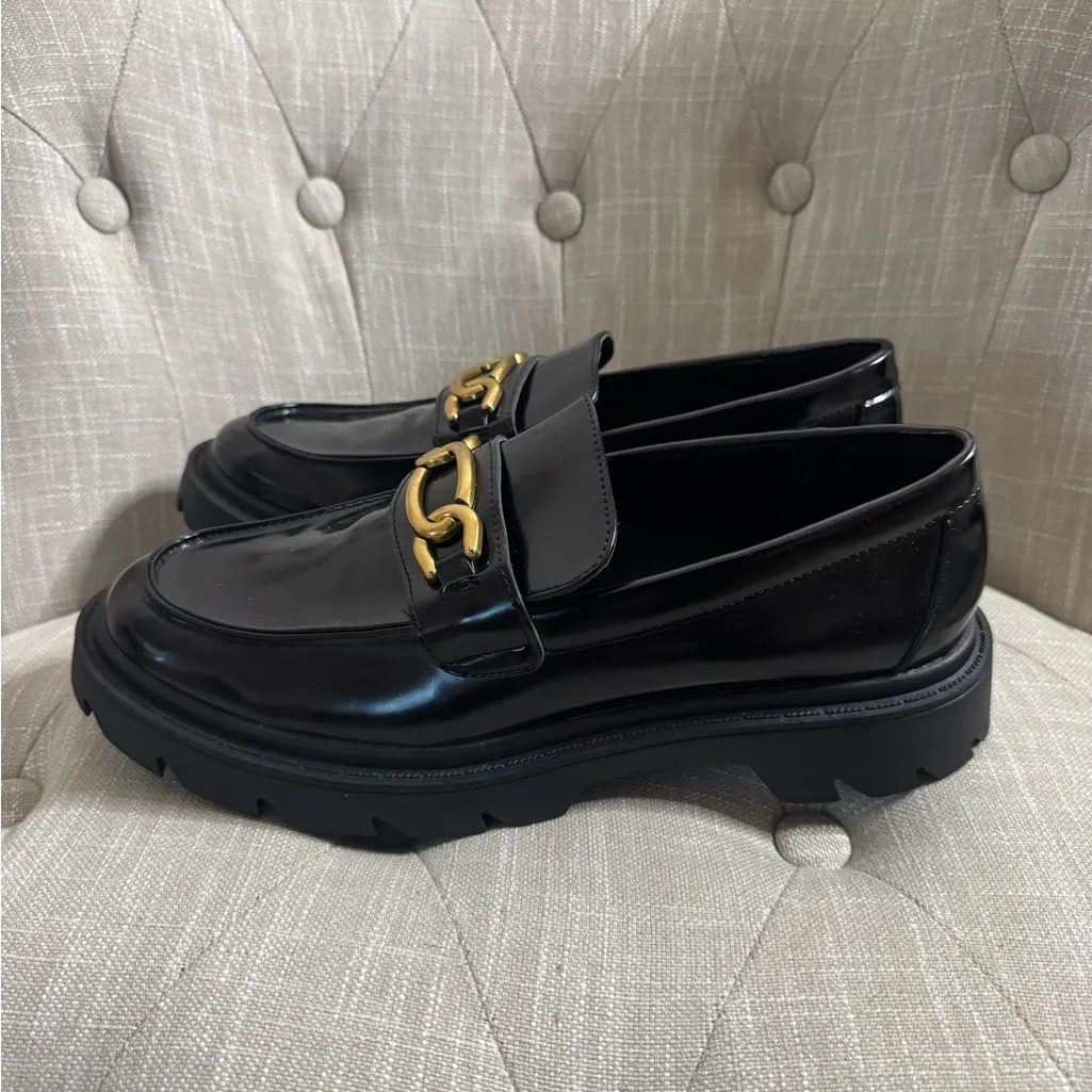 Mango Black Loafers with Gold Accent - Image 6