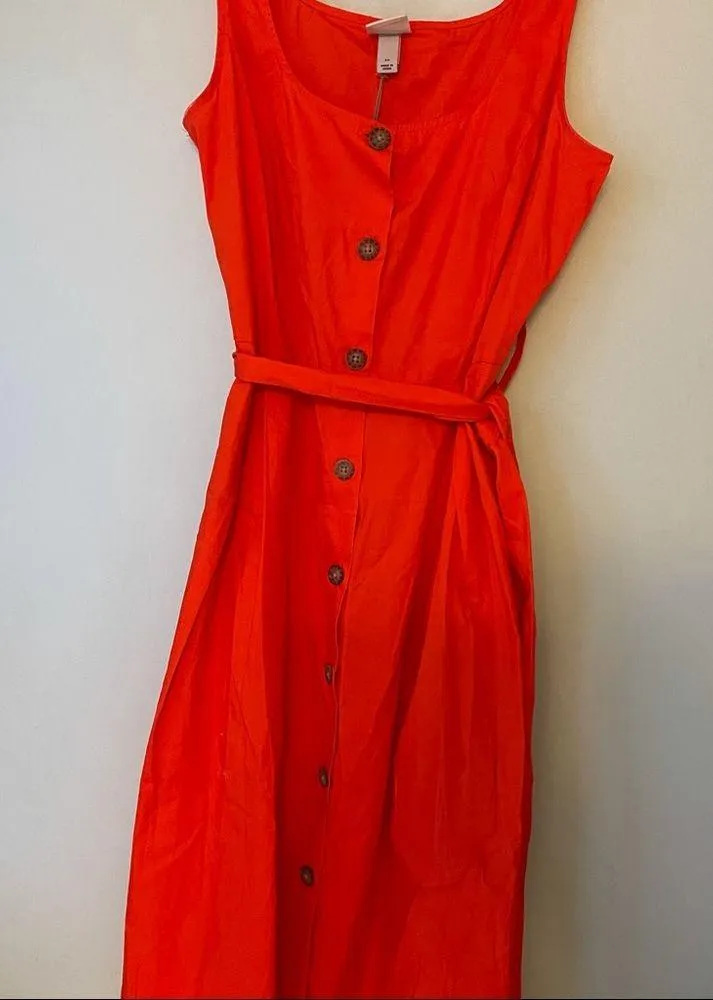 NWOT A New Day Orange Cotton Midi Sundress sz 10 - Image 3