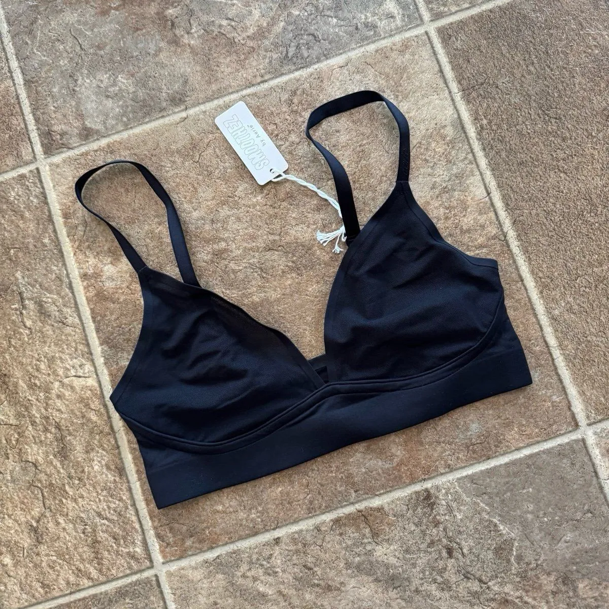 Aerie SMOOTHEZ Mesh Bralette True Black Size Small - Image 2