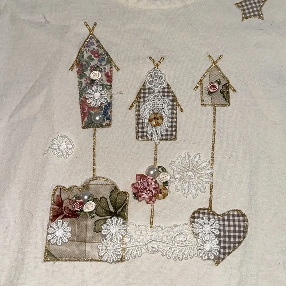 VTG CREAM BIRD NEST COTTAGE CORE TEE Size L - Image 3