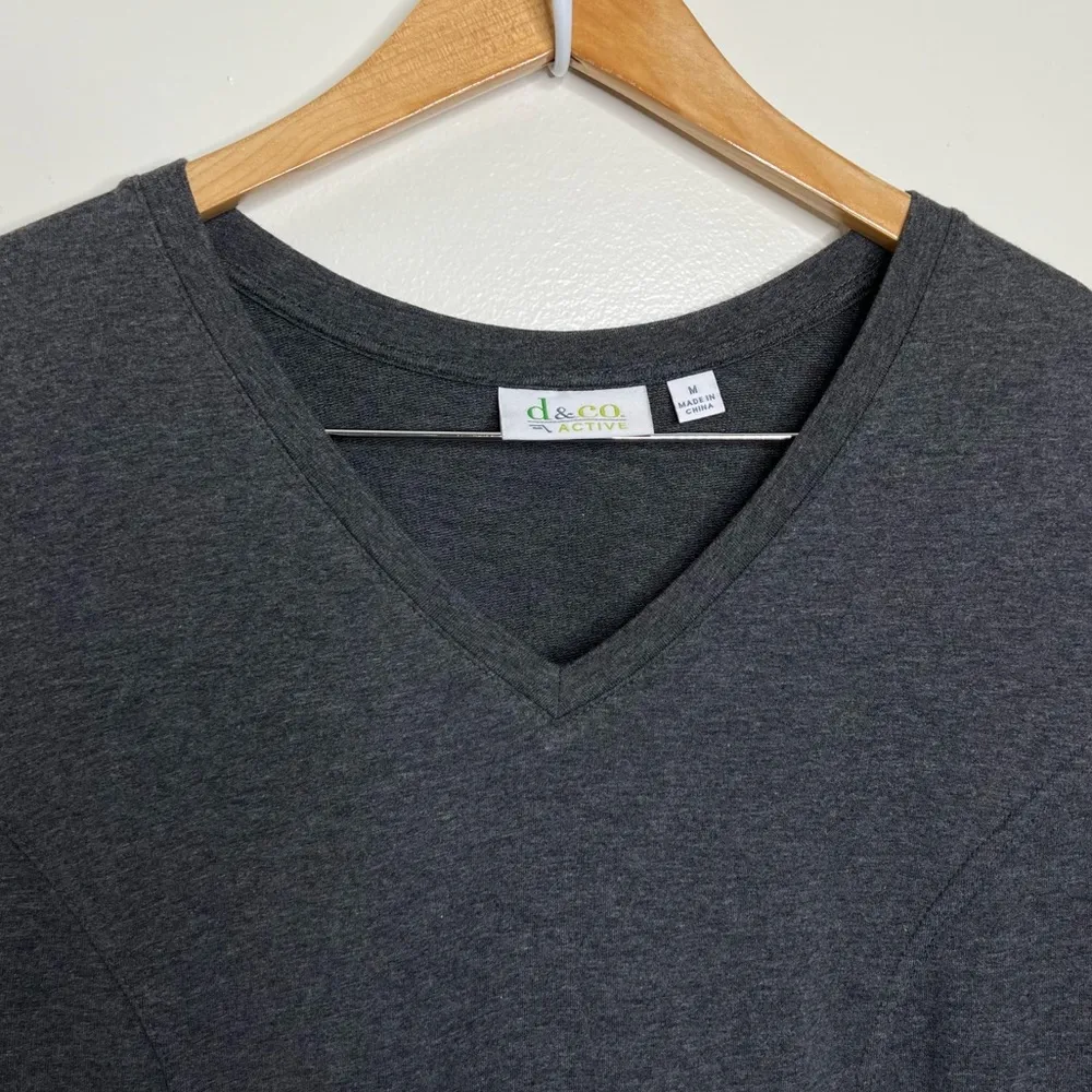 Denim & Co Active Gray French Terry Dress Woman’s size Medium Pockets V Neck - Image 5