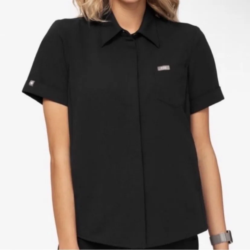 FIGS Black Pilar Button Up Limited Edition Scrub Top Sz.XL - Image 3