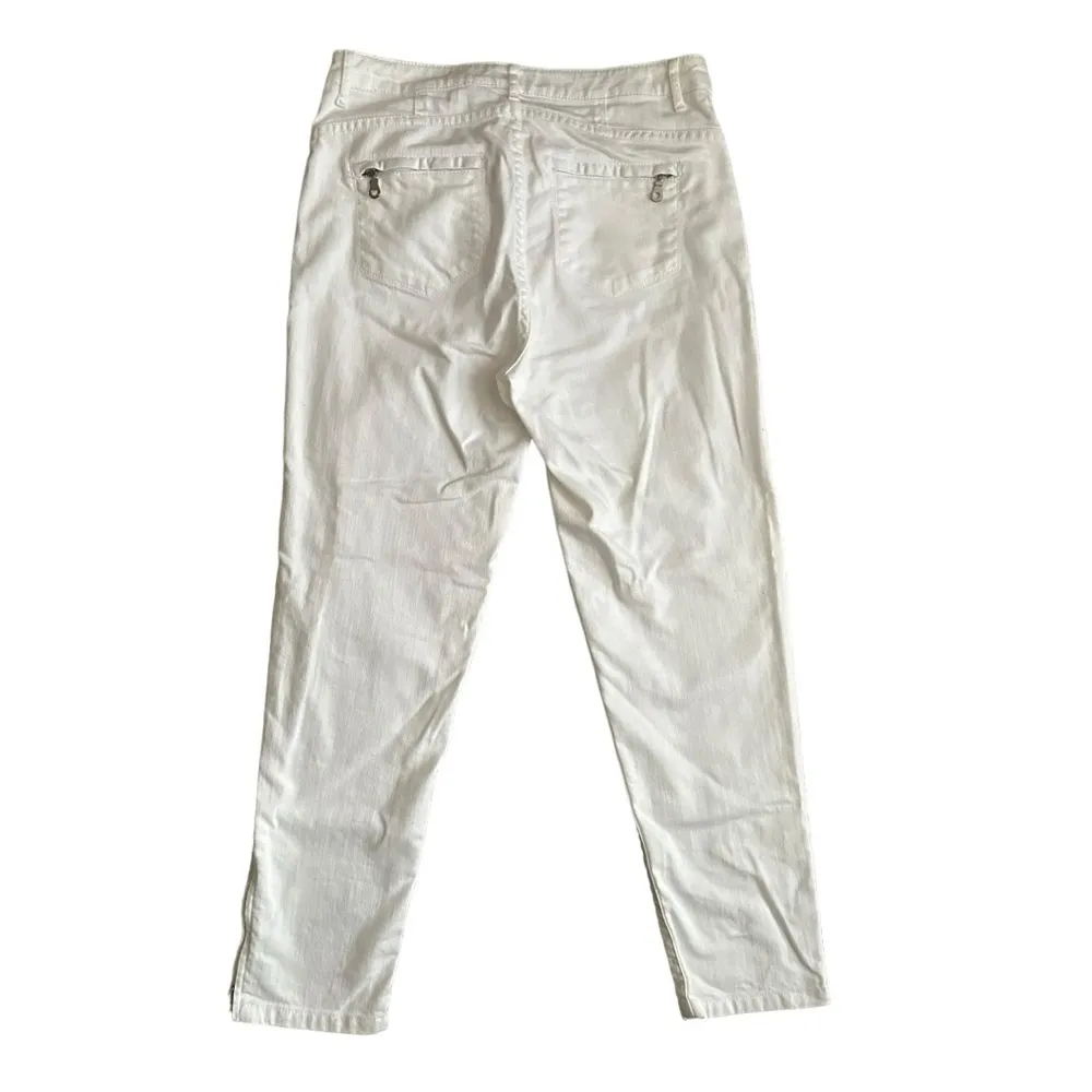 Chicos Platinum Denim Ultimate Fit Jeans Womens 0.5 White Straight Leg Stretch - Image 3