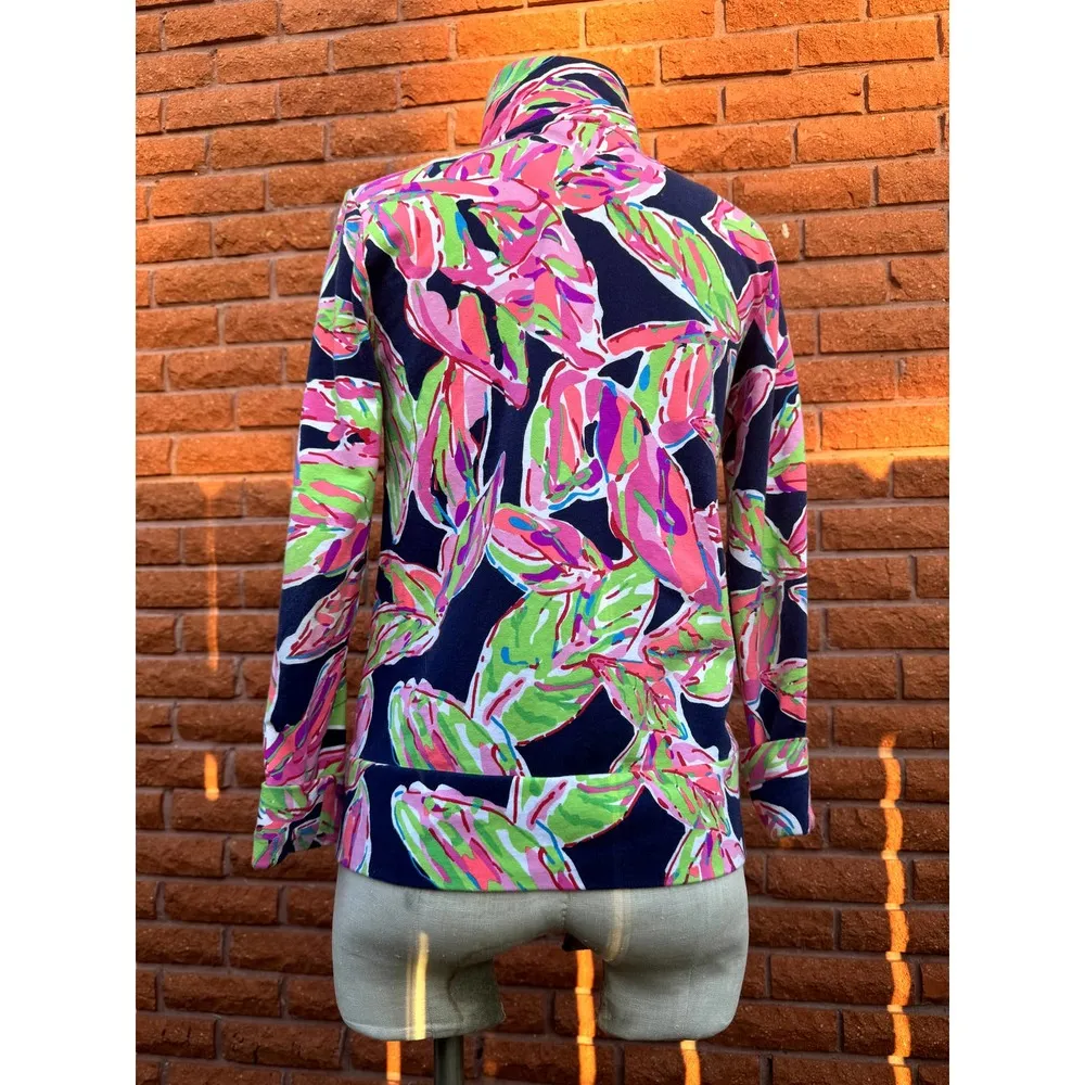 Lilly Pulitzer Leona Zip Up Navy in the Vines Jacket women's small - Image 2