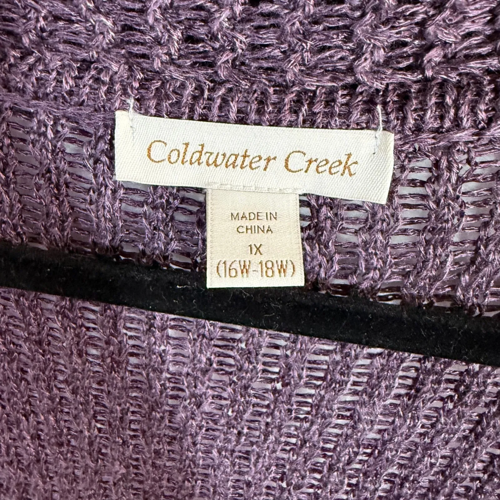Coldwater Creek 1X Purple Linen Knitted Open Front Cardigan Kimono Coverup Beach - Image 6