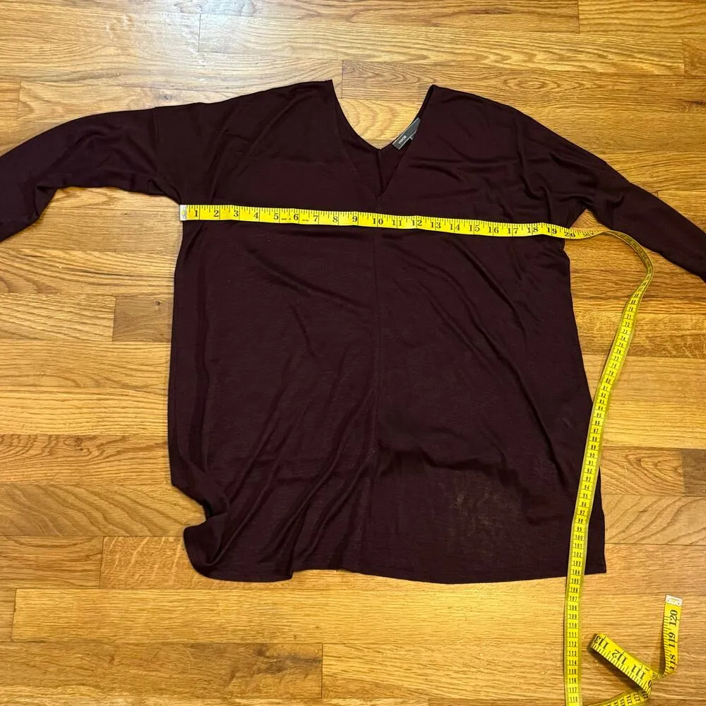 Vince Women’s Small Burgundy Wine V-neck Long Sleeve Light Shirt Top Blouse - Image 3