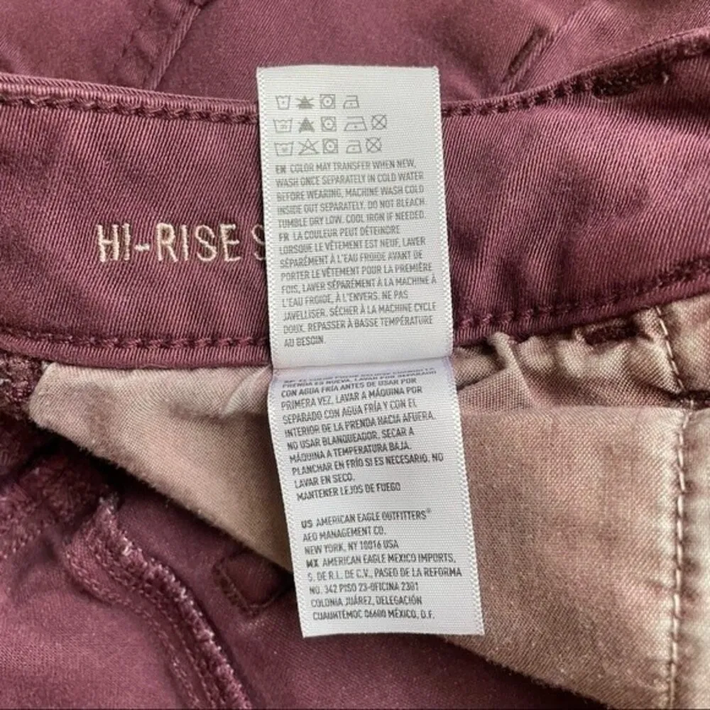 American Eagle Shorts Hi-Rise Shortie Burgundy Brushed Twill Women’s Size 4 - Image 8