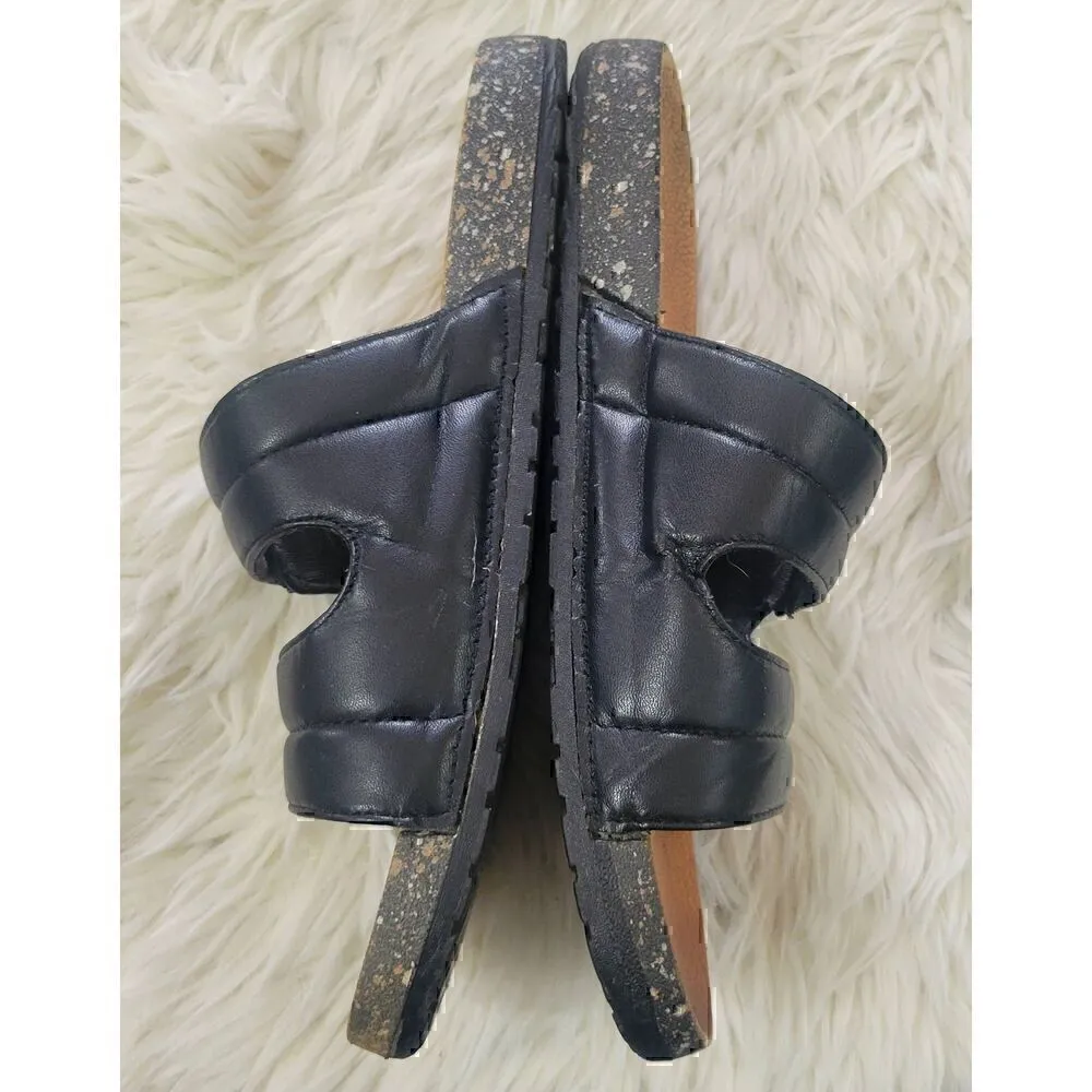 Solemates Sz 9 Slide On Double Padded Straps Sandals in Black Tan - Image 5