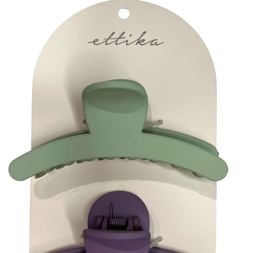 Ettika Revolve Large Flat Weekend Warrior Hair Claw Clips 2 Pack In Purple Green - Image 2