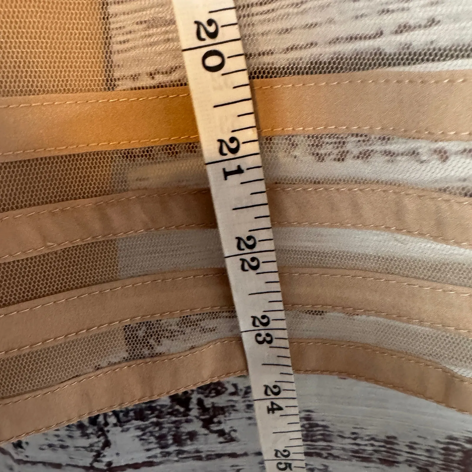 Reiss Beige Open Front Sheer Mesh Stripe Jacket Blazer Womens Small - Image 5