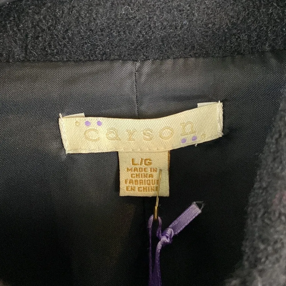 Carson Black Wool Steampunk Jacket Silver Twist Buttons Appliqué Ribbon Large - Image 8