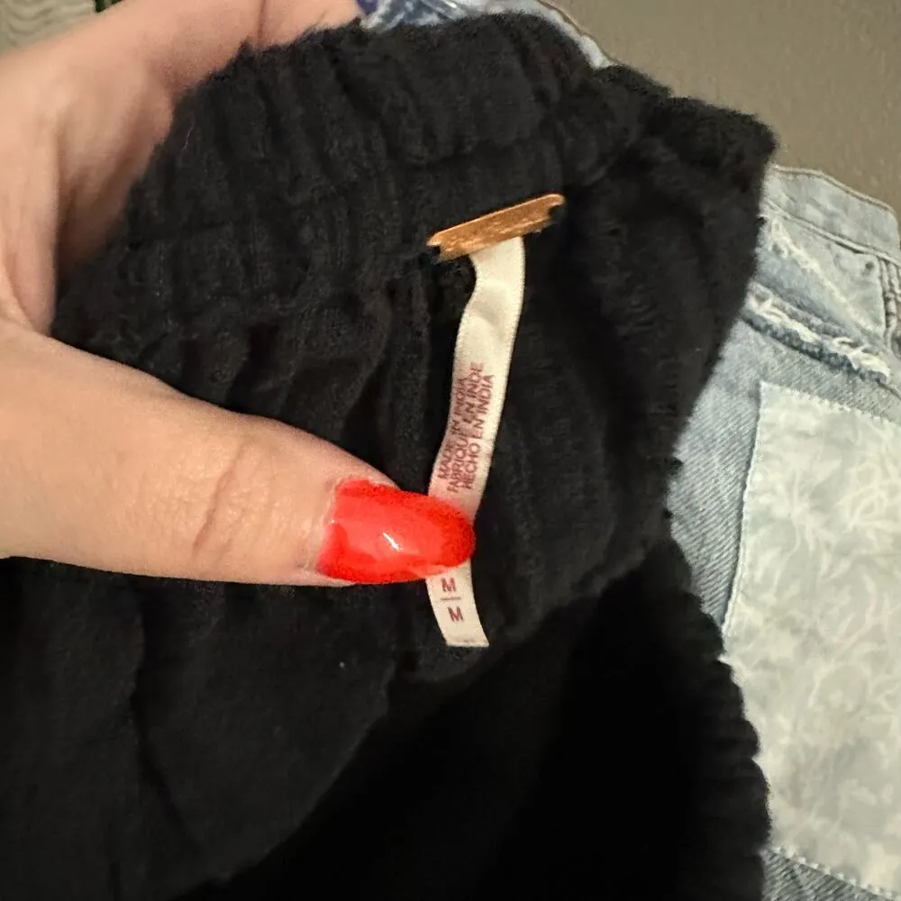 Free People Drawstring Waist Midi Skirt Black Size Medium - Image 5